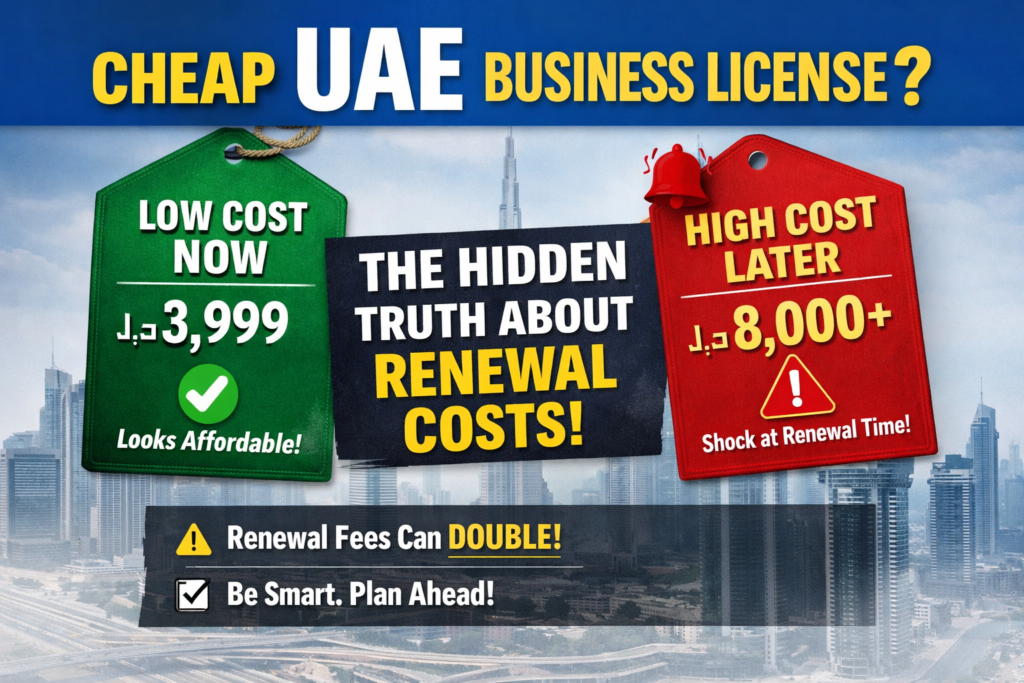 cheap uae business license renewal cost comparison hidden fees dubai