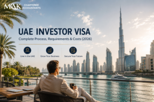 Business investor enjoying Dubai skyline after obtaining a UAE Investor Visa in 2026